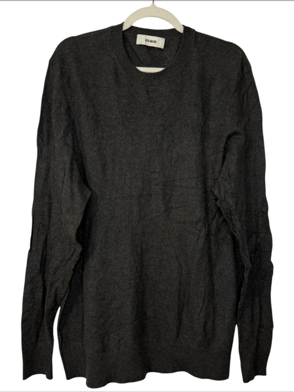 Buck Mason 100% Wool Charcoal Gray Crewneck Sweater